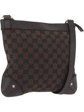 GUCCI GG Canvas Shoulder Bag Outlet Brown Gold 272396